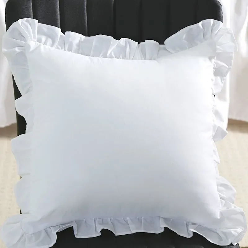 Solid Pillowcase for Sofa Cushion Cover with Ruffles Home Decor Office Bed Pillow Covers Multiple Size 40X40cm 45X45cm 50X50cm