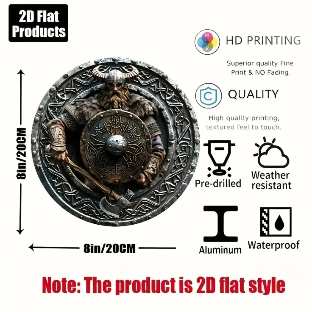 CIFbuy Vintage Viking Aluminum Wall Art 8 Inch Waterproof Durable Rustproof Metal Sign For Kitchen Bar Living Room Decor