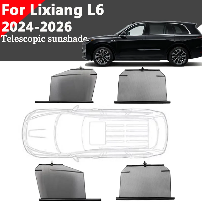 For Lixiang Li Auto L6 2024-2026 Car Telescopic Sunshade Side Window Curtain Sun UV Protection Retractable Visor Auto Accessory