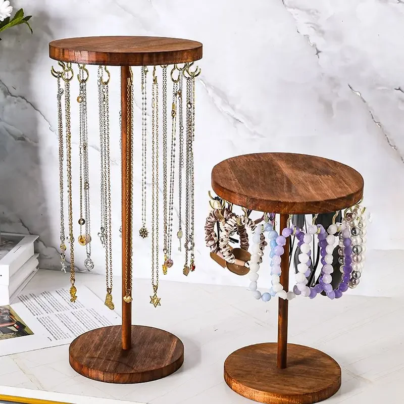 

Solid Wood Jewelry Organizer Display Holder Necklace Earrings Bracelets Display Stand Desktop Jewelry Storage Rack