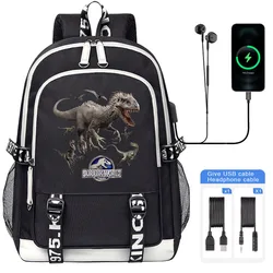 Jurassic World Indominus Rex Raptor Run Kids Backpack USB Charging High quality Boy girl School Book Bag Mochila Travel Bagpack