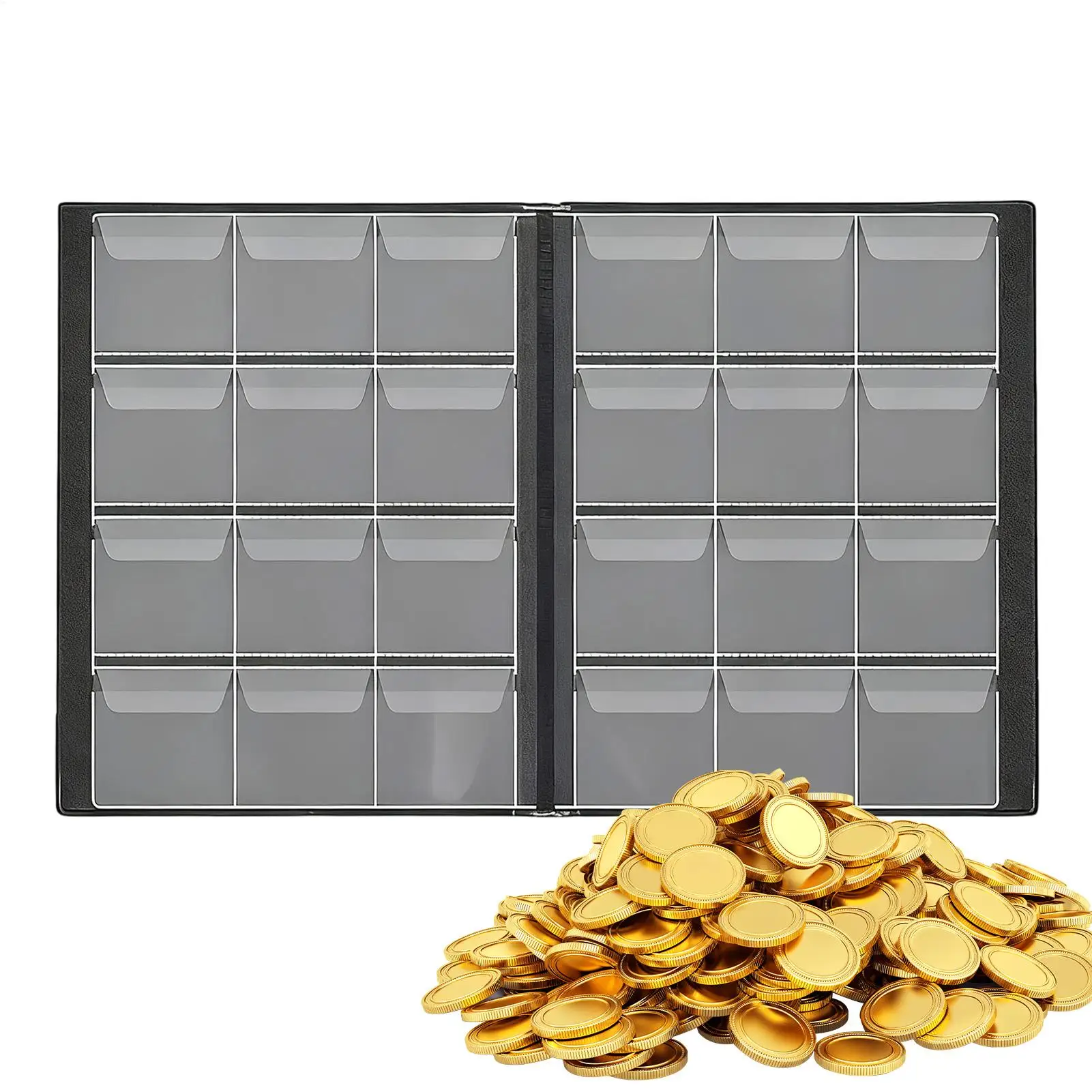 Coin Album 120-Compartment Large Capacity Transparent Universal Quarter Dime Collection Book For Currency Dollars Cents Nickel