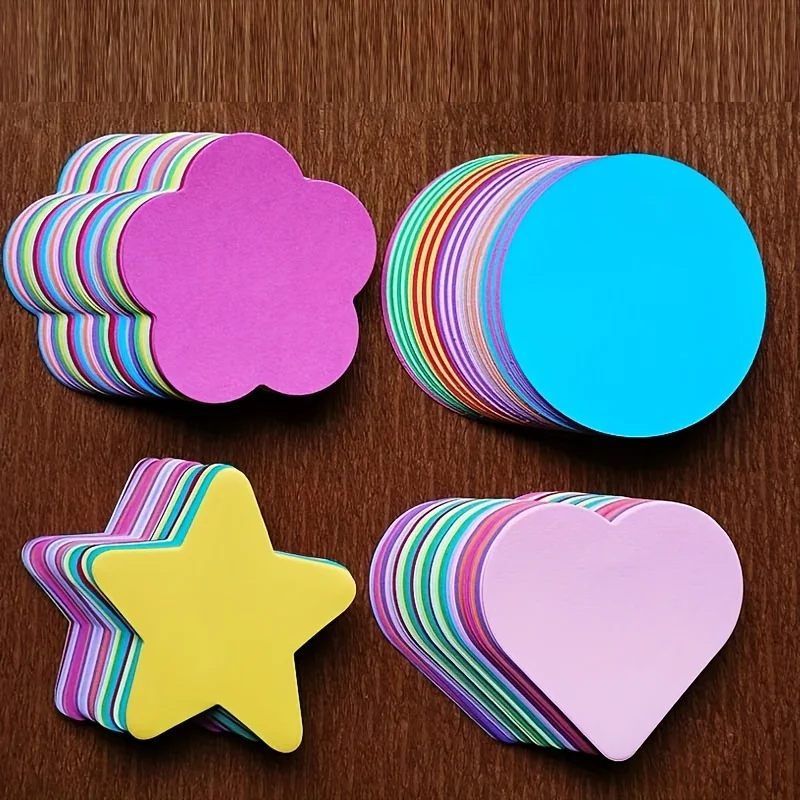 60Pcs/230gms Circles/Heart/Star/Flower Color Cuts Paper for DIY Projects Craft Back to School Classroom Bulletin Board Decor