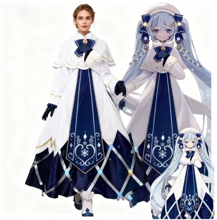 Anime vocalo id miku cosplay disfraz nieve vocalo id chica Kawai fiesta de Navidad icos cosplay nieve lindo disfraz de juego de rol