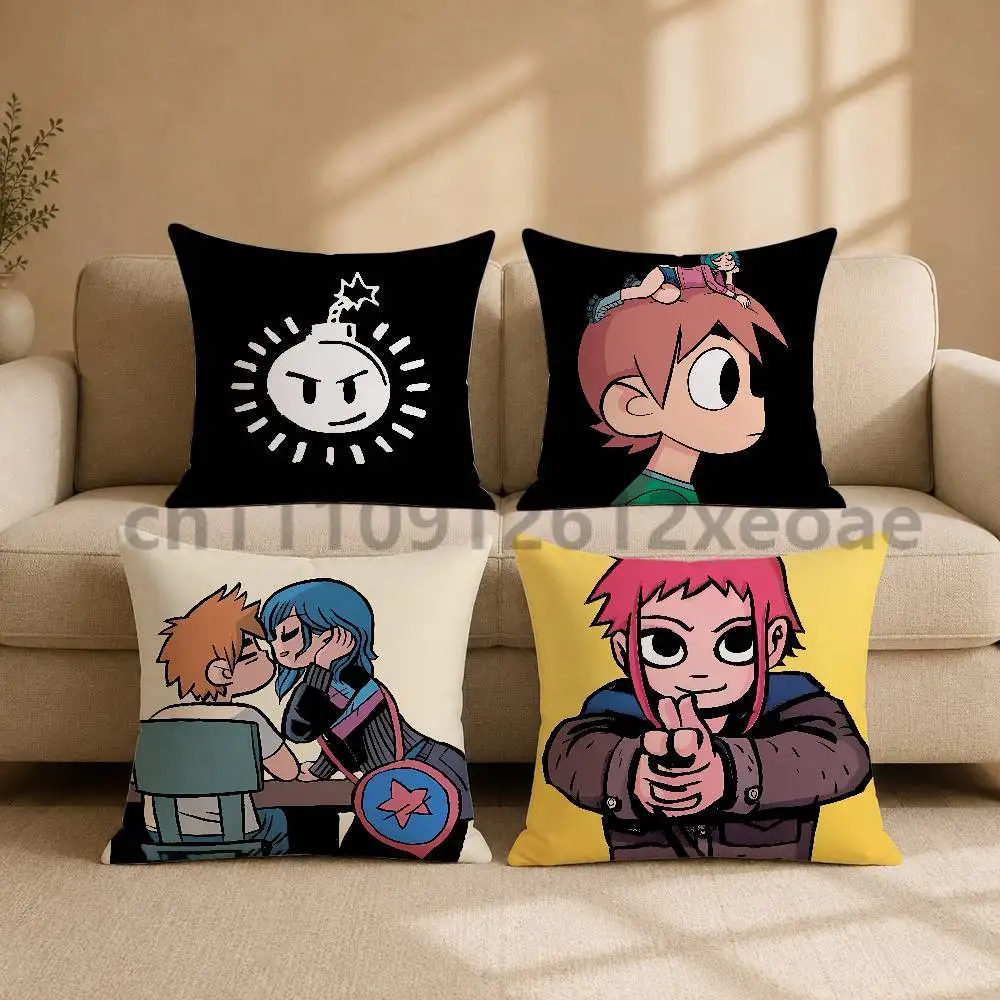 Scott Pilgrim Double-Sided Printed Pillowcase Cushion Cover for Sofa Bed Couch Living Room Home Decor