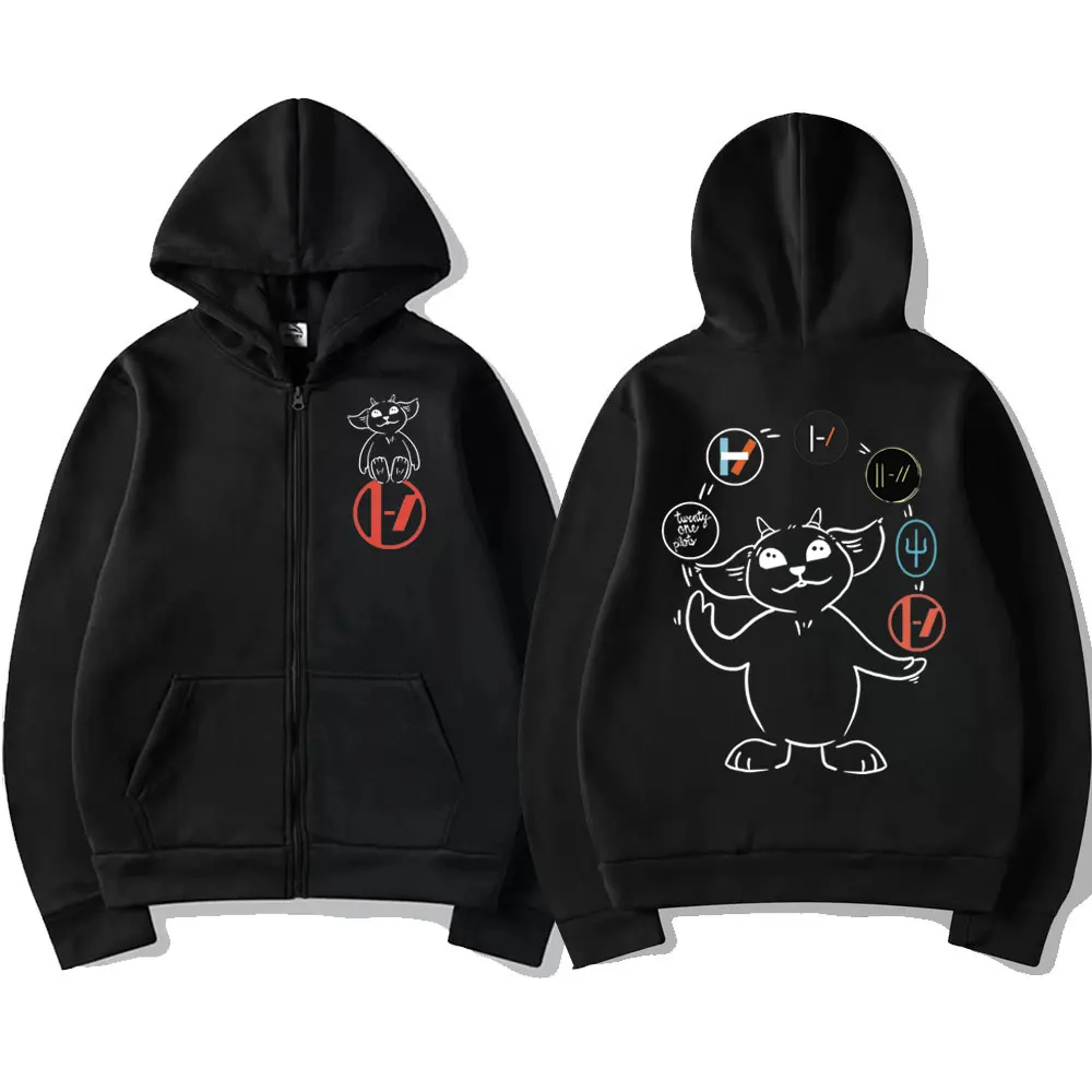 Twenty One Pilots Logo Print Reißverschluss Hoodie Rock Hip Hop Zip Up Kapuzenpullover Männer Frauen Mode Lässig Übergroße Pullover