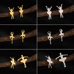 Shuangshuo 1 Pair Ballet Dancer Stud Earrings for Women Fashion Ballerina Earrings Stainless Steel Jewelry Accessories Gift