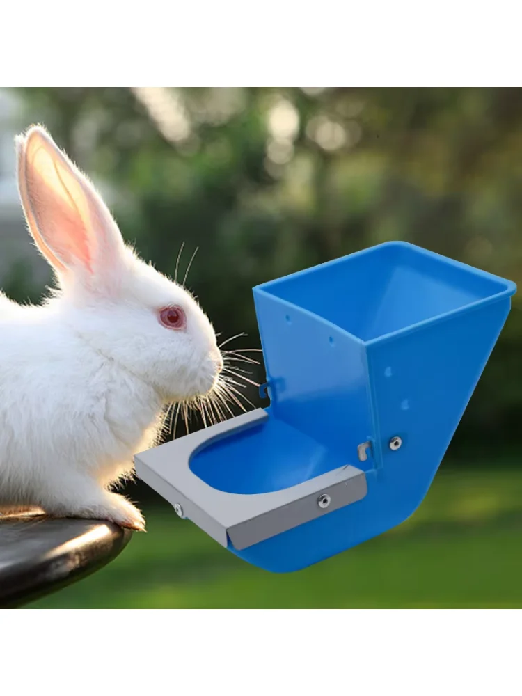 1Pc Blue Rabbit Feed Box Hopper Rabbit Cage Hanging Feed Trough Hamster Bunny Guinea Pig Eating Drinking Bowl Livestock Supplies