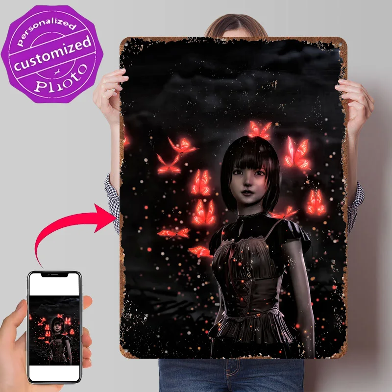 FATAL FRAME II: Crimson Butterfly REMAKE Poster Retro Placas de Metal Impressas em 3D Personalizadas para Pendurar na Parede Presente para Decoração de Garagem