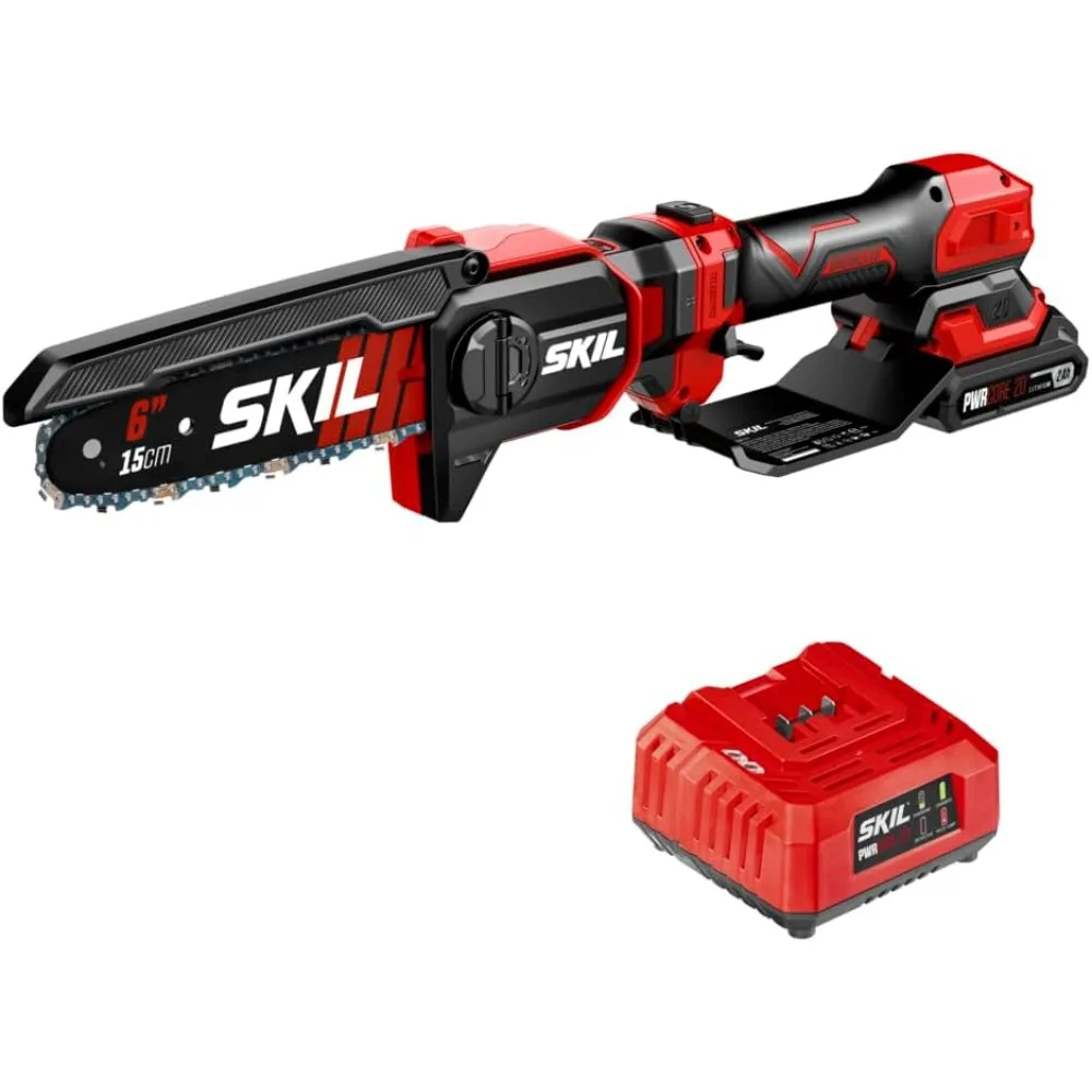 20V Cordless 6-Telescopic Mini Chainsaw Kit with 2.8 Feet Reach, 2.0Ah Battery, and Charger