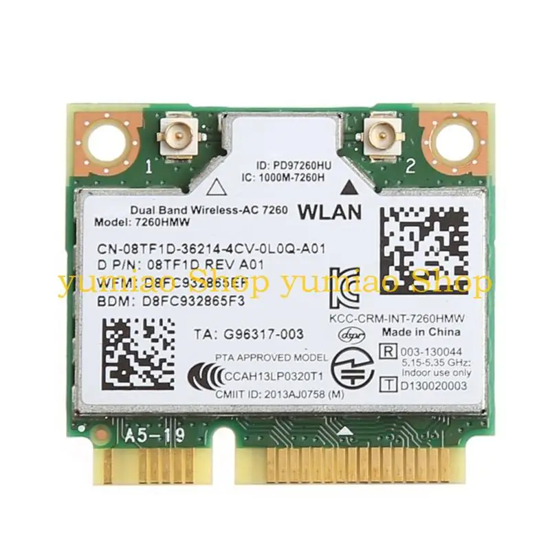587B Сетевая карта для 7260HMW AC CN-08TF1D 2.4+5G Двойной беспроводной сетевой карты Bluetooth-Compatible4.0