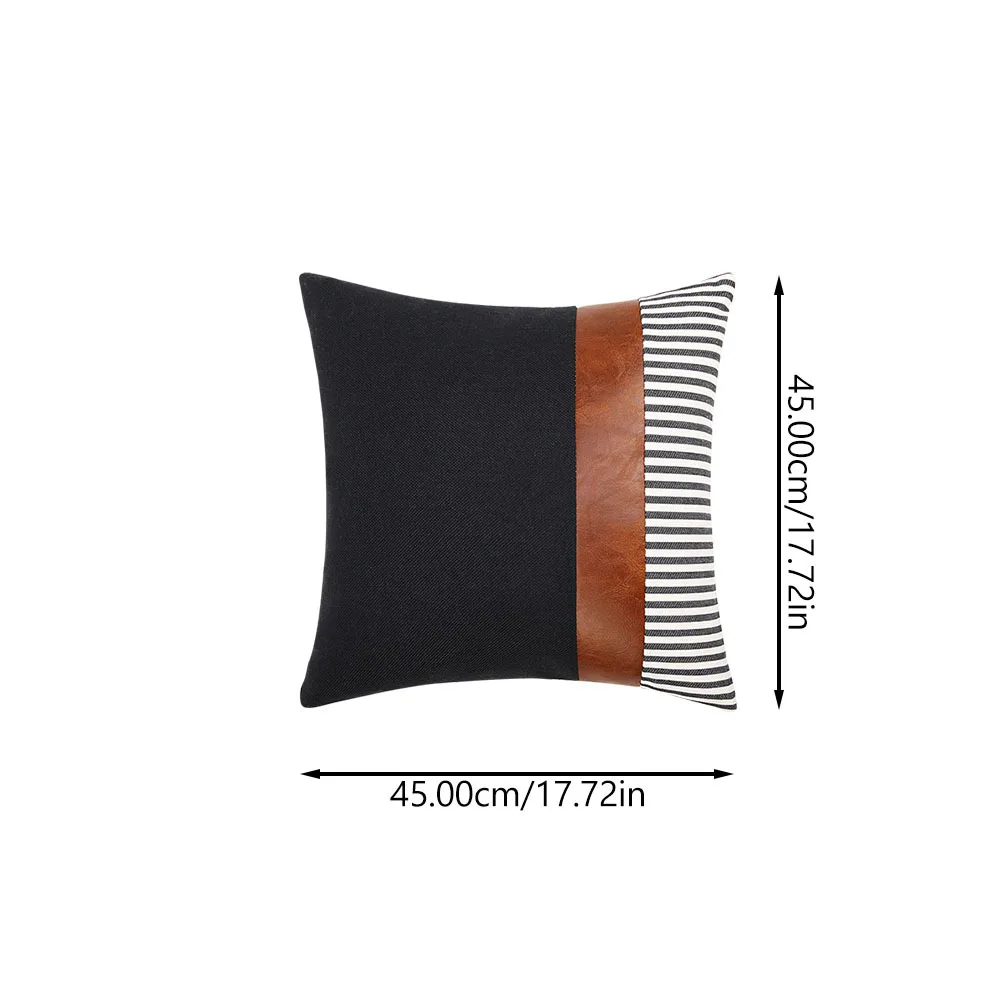 

Decorative Pillow Cover 18X18 Inch Pu Spliced Throw Pillow Covers For Sofa Bed Home Decor Case Replacement