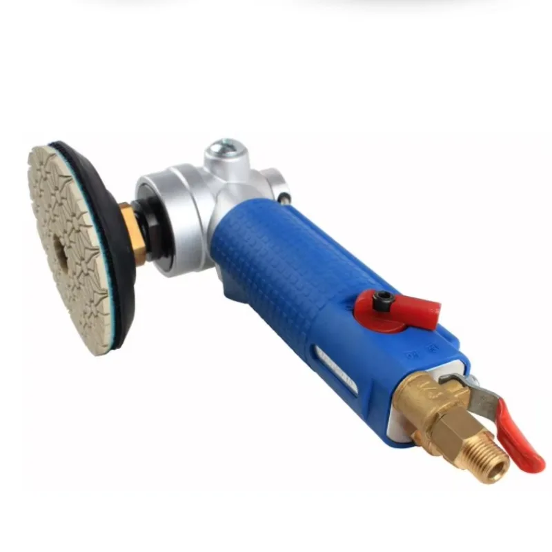 Handheld Pneumatic Side-Exhaust Air Wet Stone Polisher Grinder Sander for Granite Marble Quartz Countertop 4in M14 5/8-11