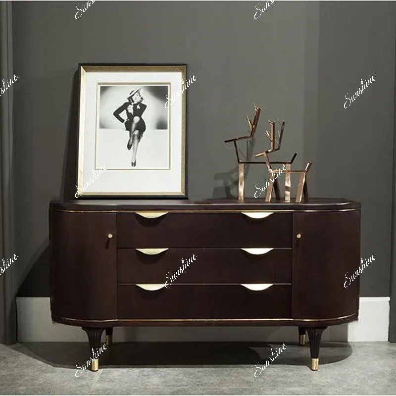 

American semi-circular arc entrance cabinet with drawers villa light luxury living room home shoe cabinet