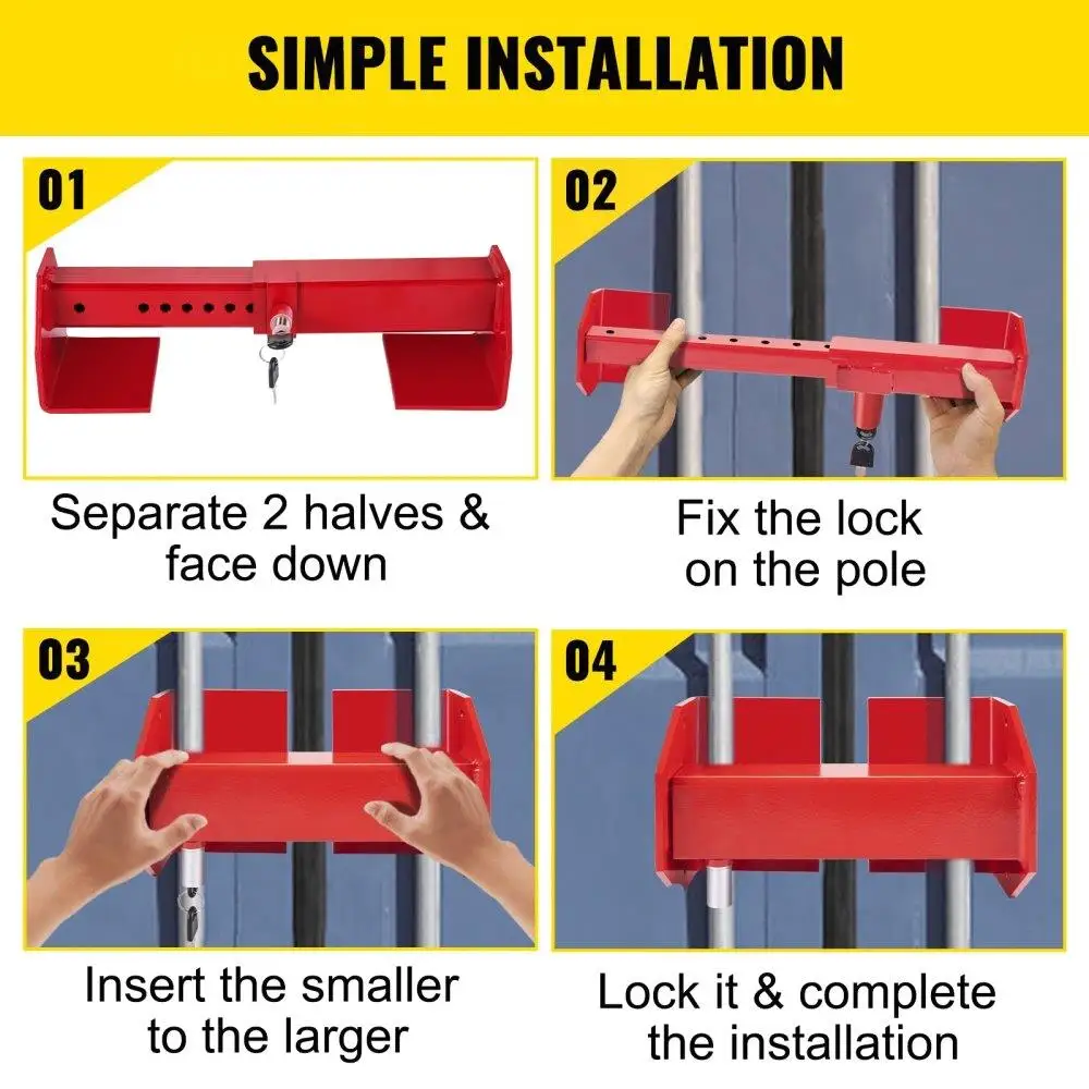 Cargo Container Lock 9.84"-17.32" Locking Distance Semi Truck Door Locks with 2 Keys Shipping Container Accessories Red