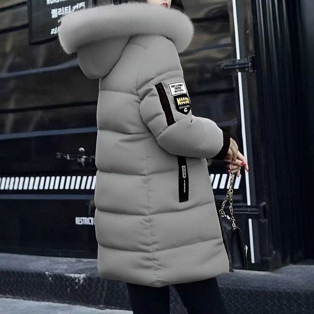 Women's Coats 2025 Winter Essential Plain Quilted Design Long Sleeve Hooded Faux Fur Trim Street Style Coats