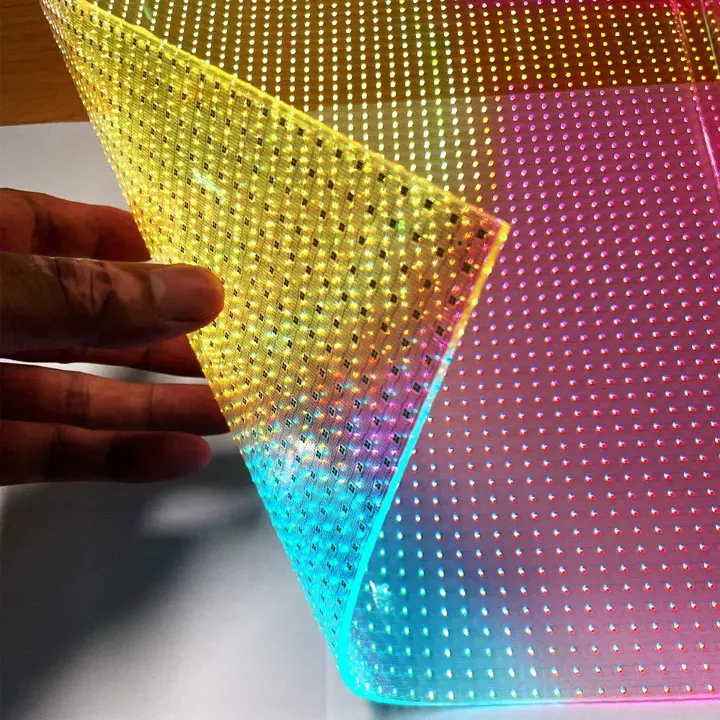 Indoor P6 Flexible Transparent LED Screen Display Glass Flexible  with High Visibility for Digital Signage