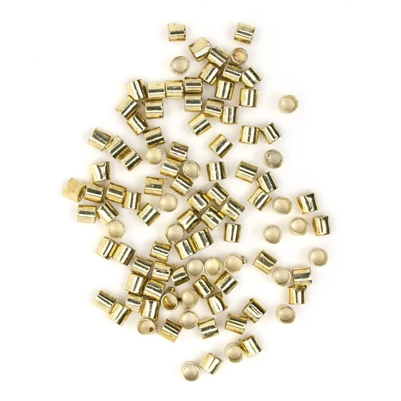 DIY Gold Crimp Tube Beads, 100 Pieces, 2mm, Unisex for Adults
