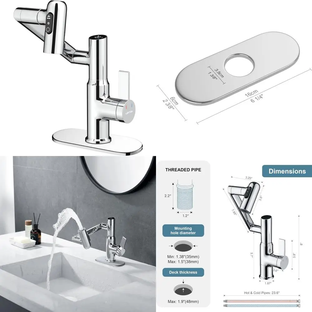 

Вращающийся смеситель для раковины в ванной комнате с 6-х крышкой, хромированной отделкой, длительный срок службы и простота установки