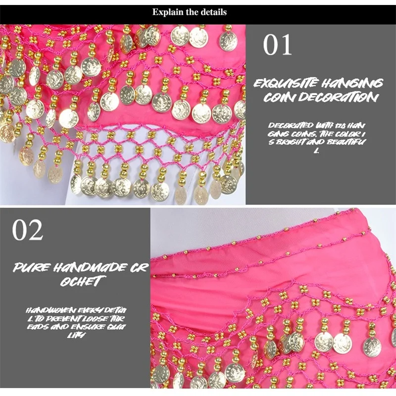 Ropa de baile con monedas brillantes para mujer, bufanda de cadera para danza del vientre, flecos, triangulares, cinturón, falda, traje femenino, envoltura de borla de fiesta para adultos