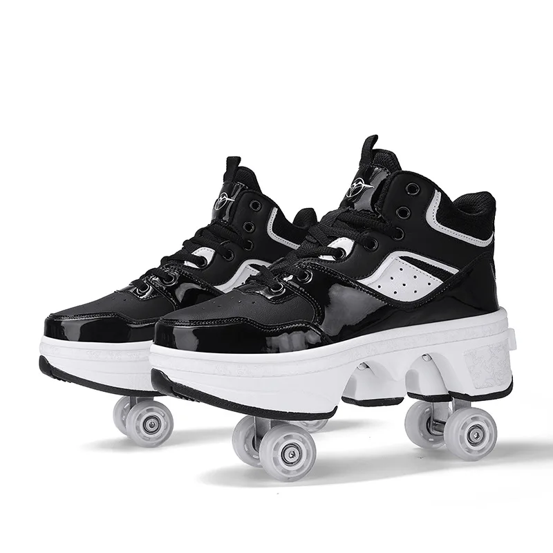 Deformation Parkour Shoes Four Wheels Rounds Of Running Shoes 2022 Casual Sneakers Unisex Deform Roller Shoes Skating Shoes