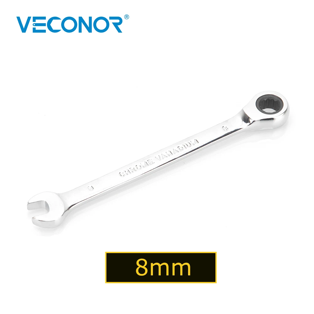 8mm Ratchet Wrench Spanner Fixed Head Mirror Polish 72T Ratcheting High Torque Multitool