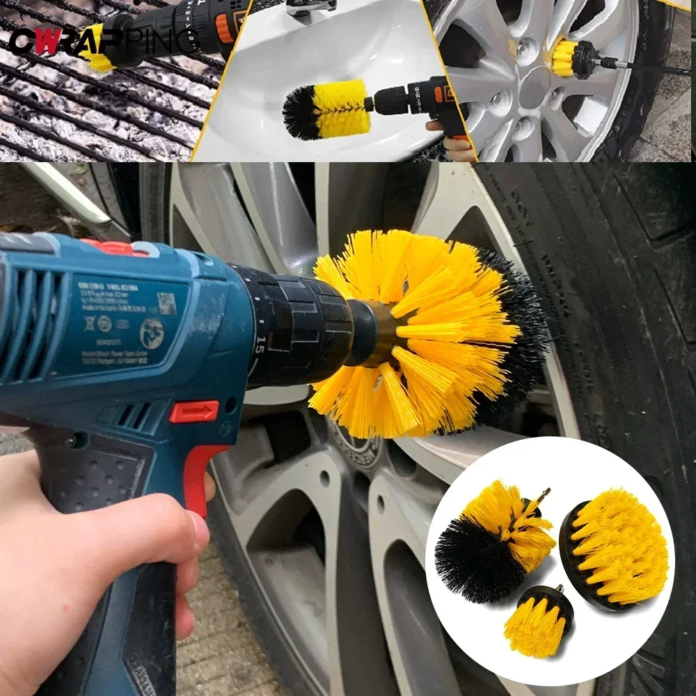 Nylon Round Cleaning Brush Set for Electric Drill High-Density Bristle Carpet And Glass Cleaning Tool Kit. image 6