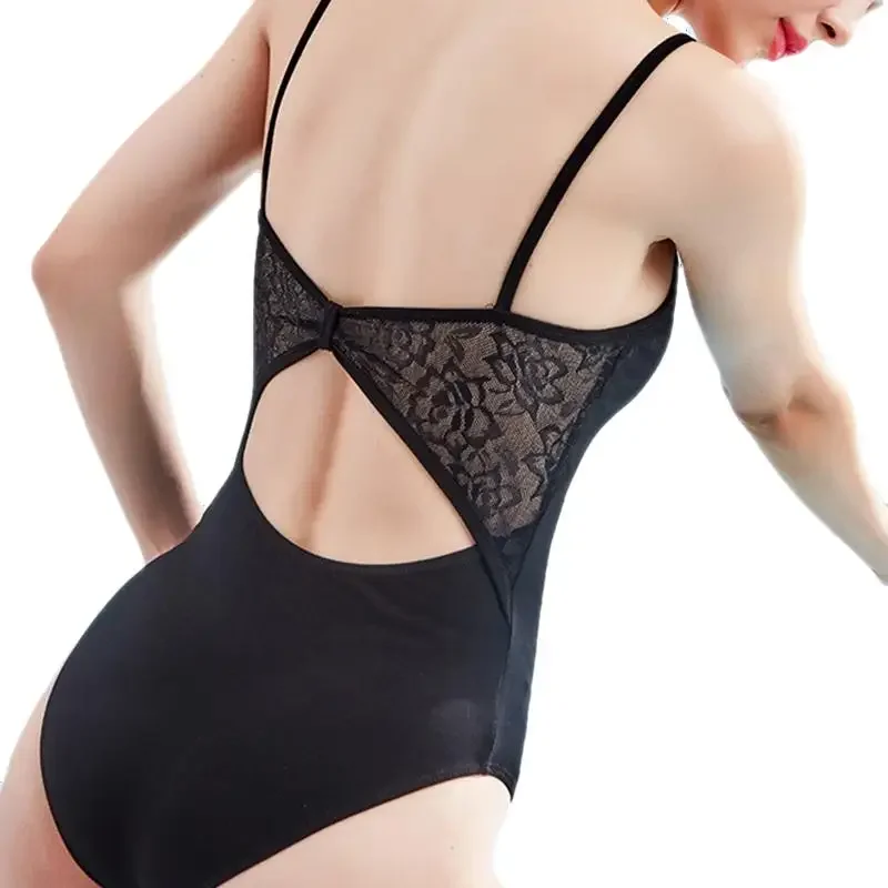 Frauen Ballett Tanz Trikots Kostüm schwarze Baumwolle Erwachsene Ballerina Kleidung Leibchen Trikot sexy Bühnentanz tragen