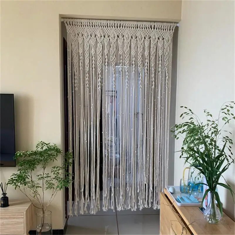 

130*200CM Bohemia Macrame Cotton Door Window Curtain Tapestry Wall Hanging Art Tapestry Wedding Backdrop Tapestry Decorat