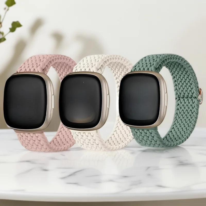 3-teiliges Nylon-Uhrenarmband für Fitbit Versa 2/Versa 3/Versa 4, Sportarmband für Fitbit Versa Lite/Sense/Sense2
