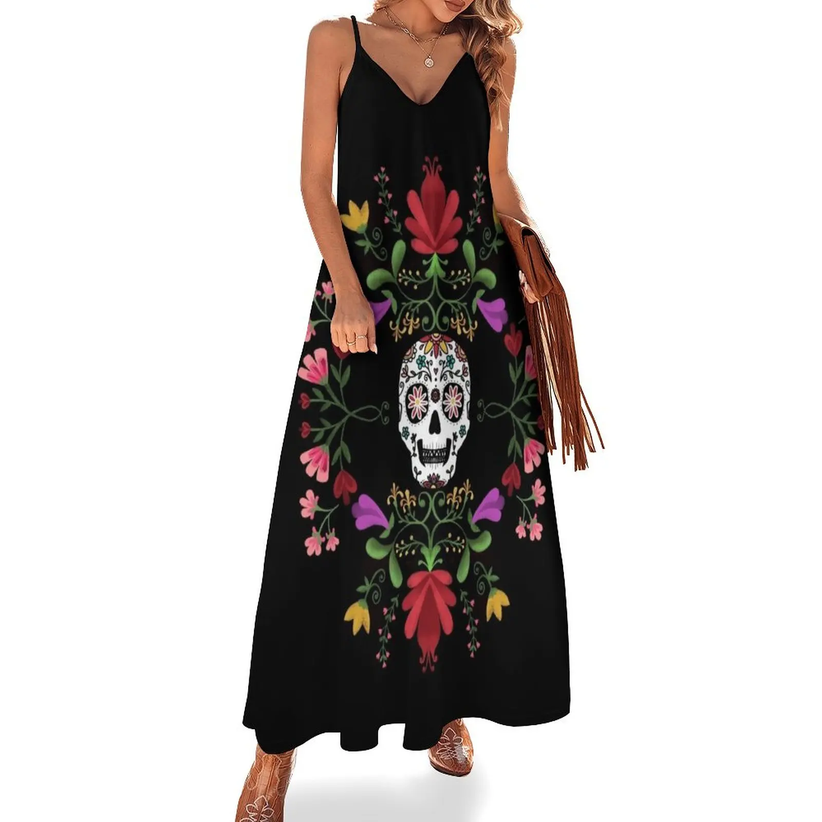 Sugar Skull Sleeveless Long Dress dresses for prom women formal occasion dresses Dress