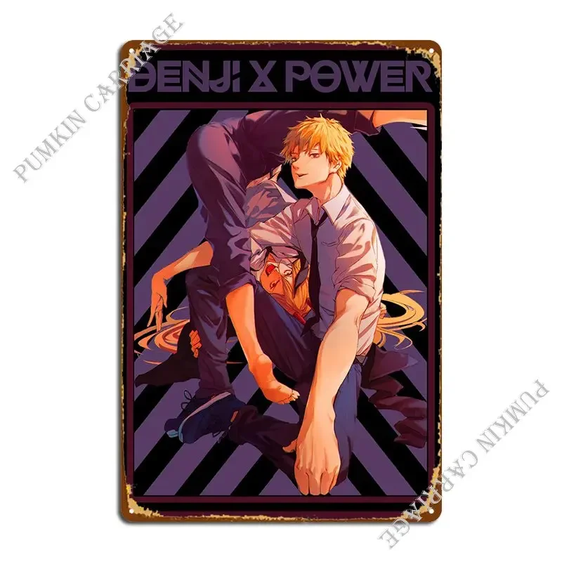 

Металлический знак Denji X Power, ржавый настенный декор, жестяная вывеска для бара, плакат