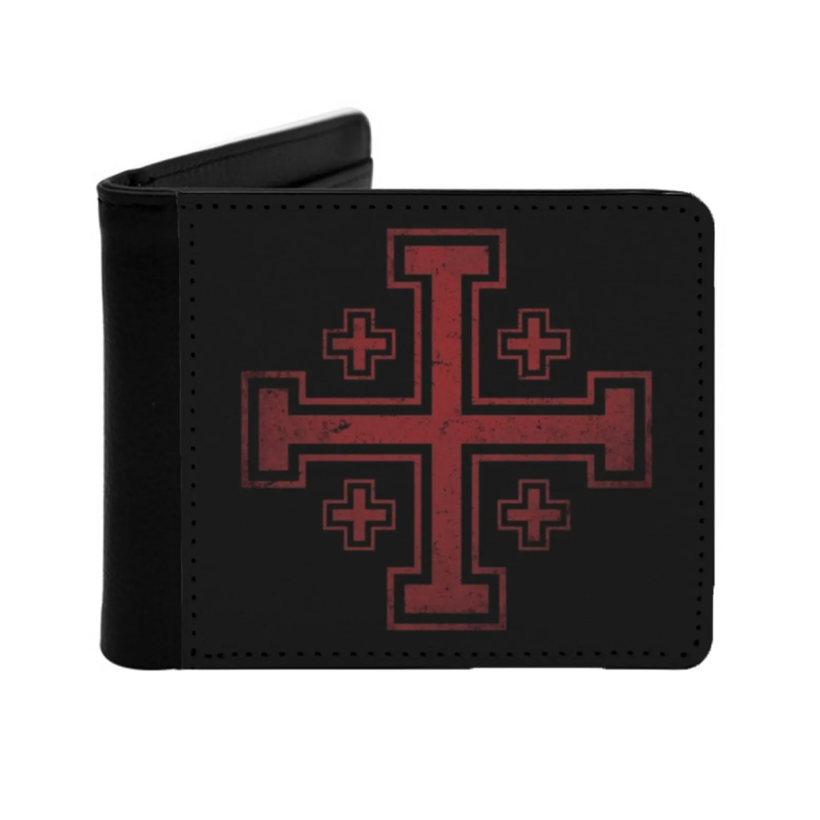

Jerusalem Cross Medieval Knights Cross Men Wallets Card Man Wallet Short Purse Bi-Fold Personalized Purses Cross Jerusalem