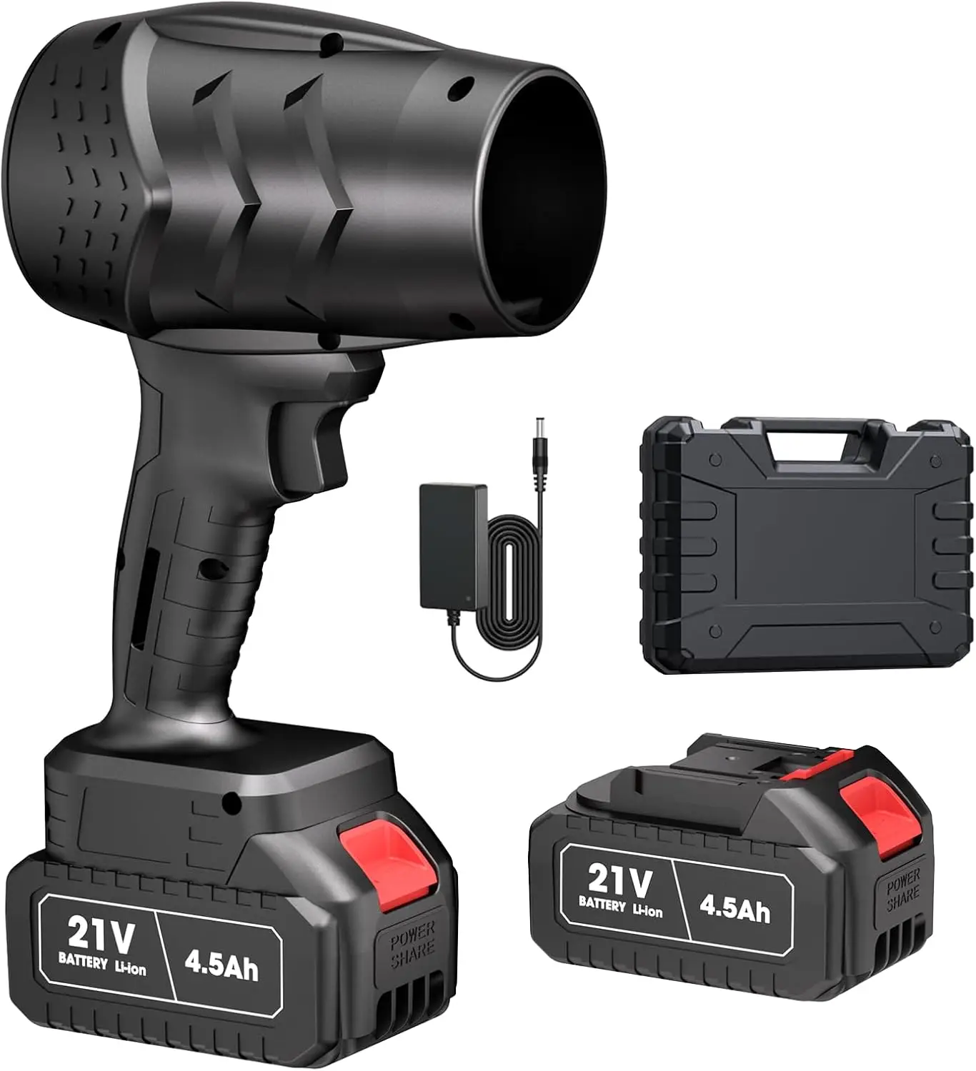 

Cordless 21V Mini Leaf Blower with 2 Batteries & Charger, Adjustable Speed for Yard Cleaning & Snow Removal