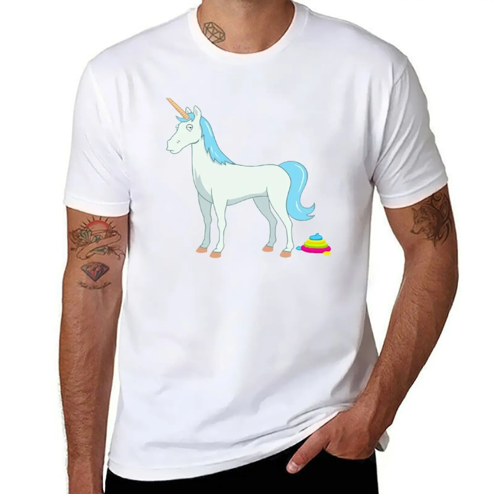 

Cute Magical Unicorn Poop with Rainbow Tail T-Shirt man t shirt cotton t shirts for man slim fit T-Shirt
