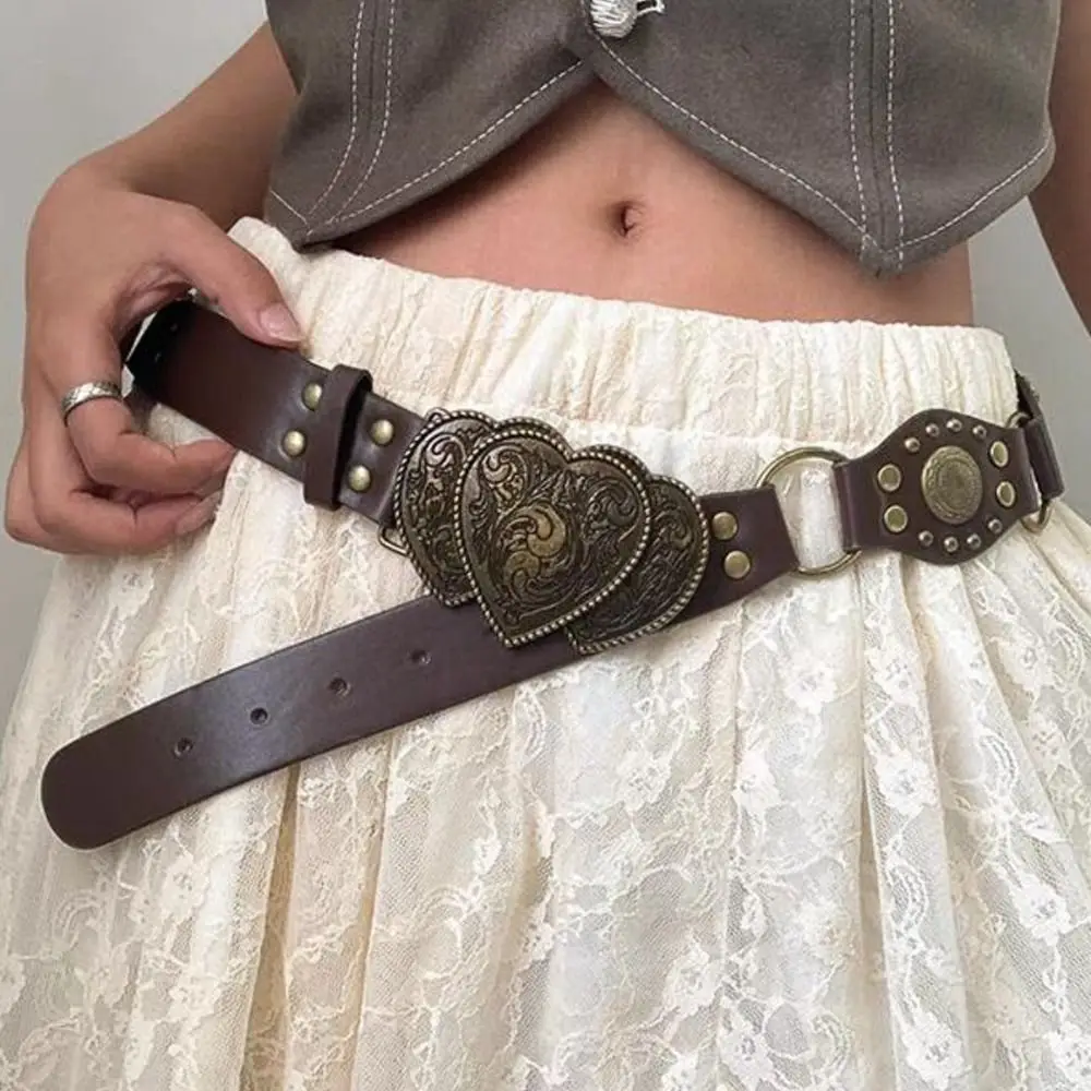أزياء مشبك معدني بو الجلود حزام جوفاء برشام واسعة حزام قابل للتعديل الثقيلة حزام فاسق الموضة