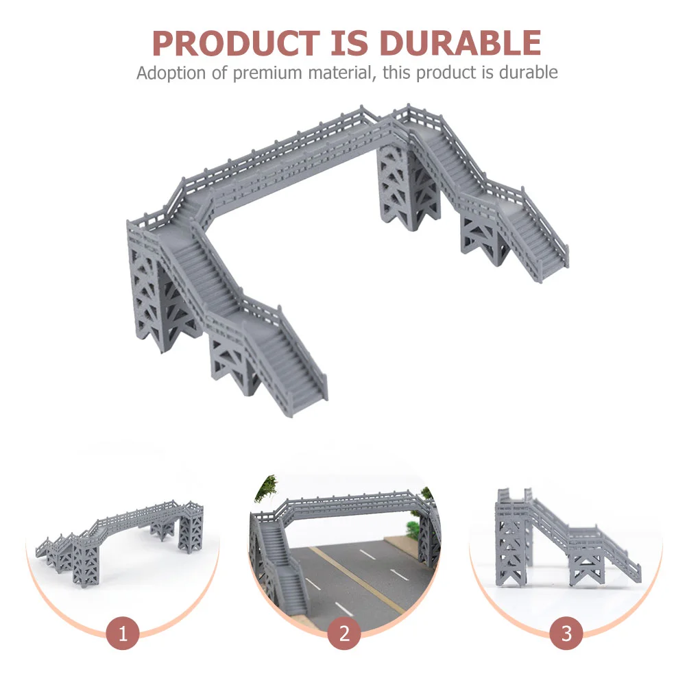 Modelo de puente peatonal, Material de mesa de arena, decoración de terrario de construcción, decoración de paisaje ferroviario, puente de tren pequeño