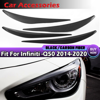 1*Pair Headlight Eyelid Headlamp Eyebrow Strip Trim Carbon Fiber Cover For Infiniti Q50 2014 2015 2016 2017 2018 2019 2020-2022