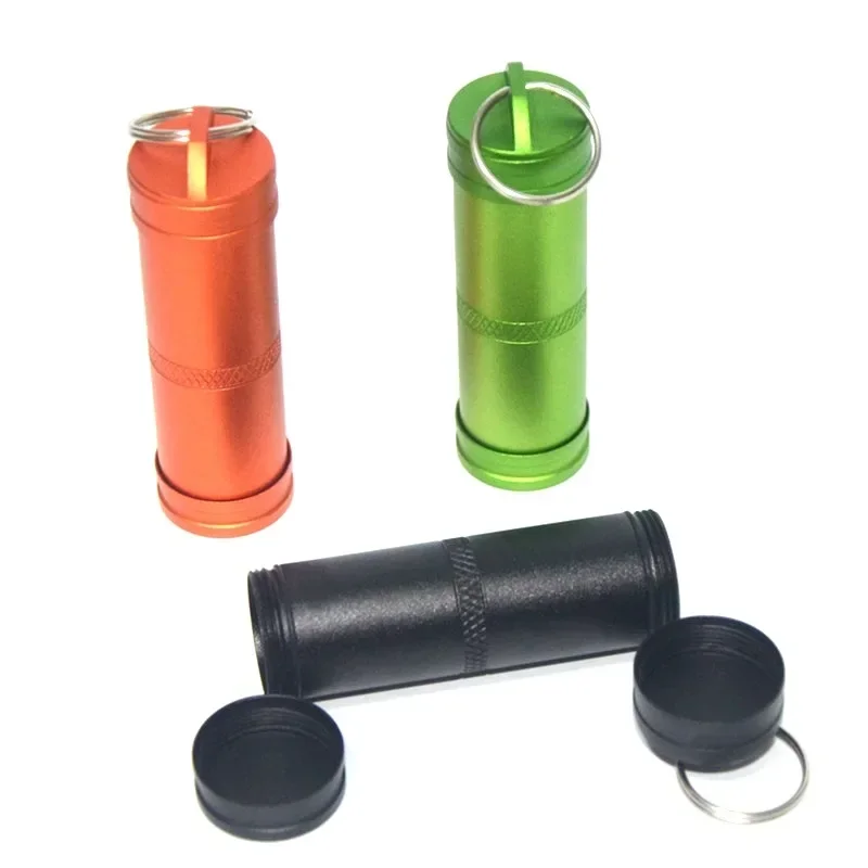 

1PC Aluminum Waterproof Pill Medicine Bottle Outdoor Keychain Tool Pendant Small Waterproof Container Box Case Tank