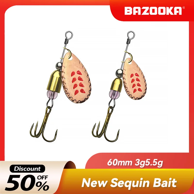 

Bazooka 60mm 3g/5.5g Fishing Lure Spinner Metal Sequin Spoon Hard Bait Wobblers Tackle Isca Atificial Pesca Pike Bass Bait