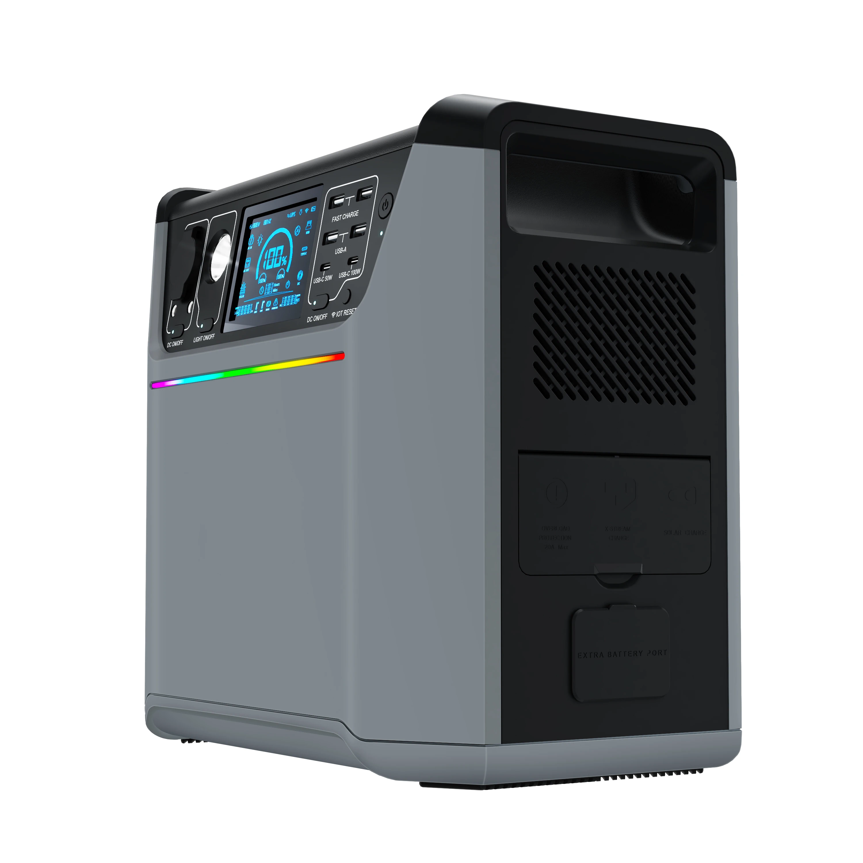 2000W Portable Solar Power Station, MPPT Controller 220V Mobile Charging Energy Storage for RV Camping Home Backup (300W-2000W)