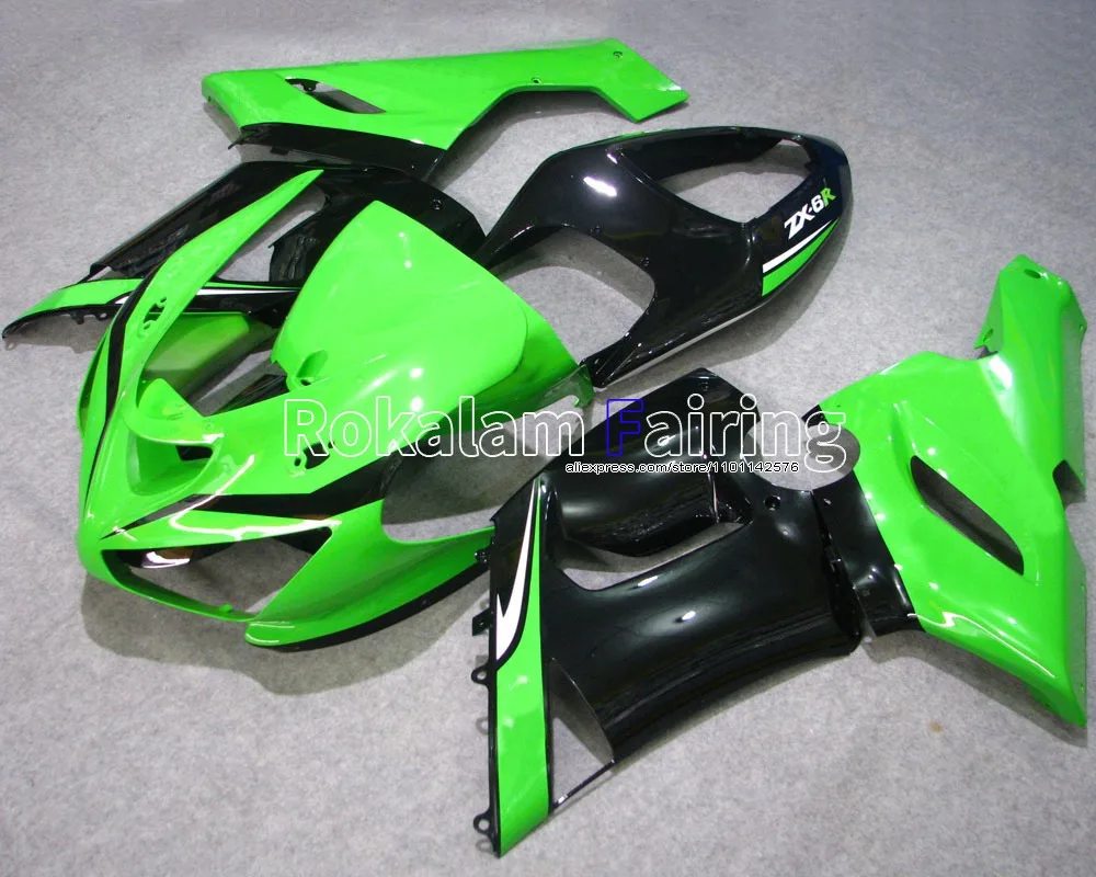 

For Kawasaki Fairings ZX-6R Ninja 2005 2006 Green Black Kit 636 ZX 6R 05 06 ZX6R Body Parts ZX636 (Injection molding)