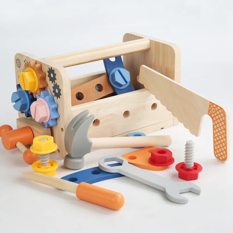 Planche occupée pour enfants, boîte à outils de réparation en bois, jeu de Simulation Montessori, outils à vis, panier, jouets éducatifs pour enfants