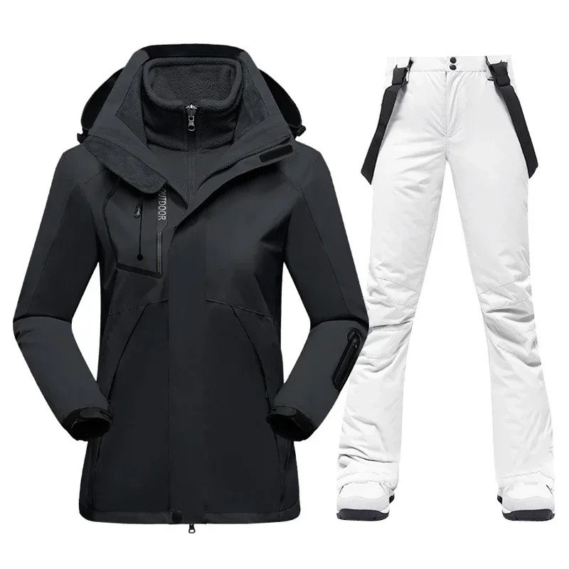 Tuta da sci da donna invernale calda impermeabile per sport all'aria aperta giacche e pantaloni in pile da neve giacca da snowboard per attrezzatura da sci femminile