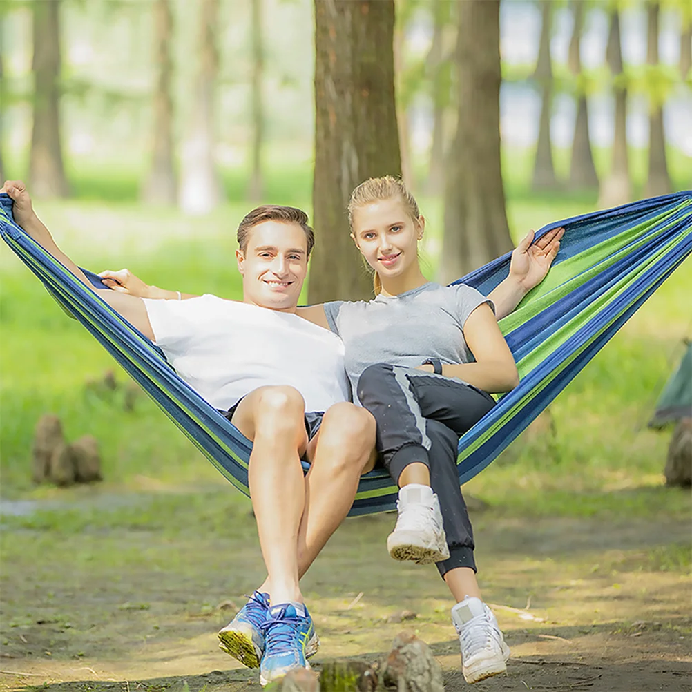 

1Pcs Rainbow Outdoor Canvas Hammock Double Thickened Swing Camping Hanging Chair Bag Packing 280x150cm Lightweight Portable Bed