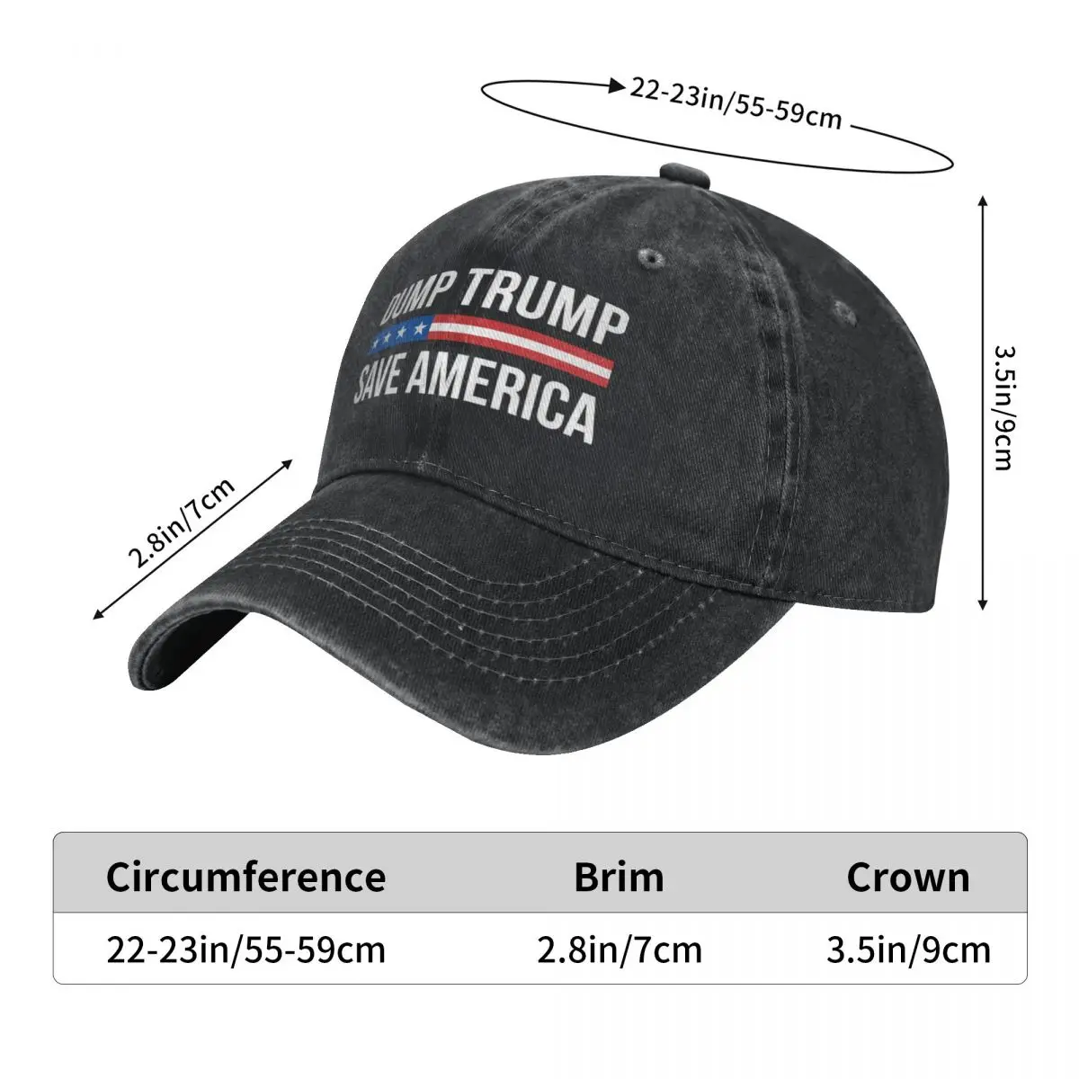 Dump Trump Save America Baseball Caps Mode Distressed Denim Snapback Cap Unisex-Stil Outdoor Workouts Hüte Kappe