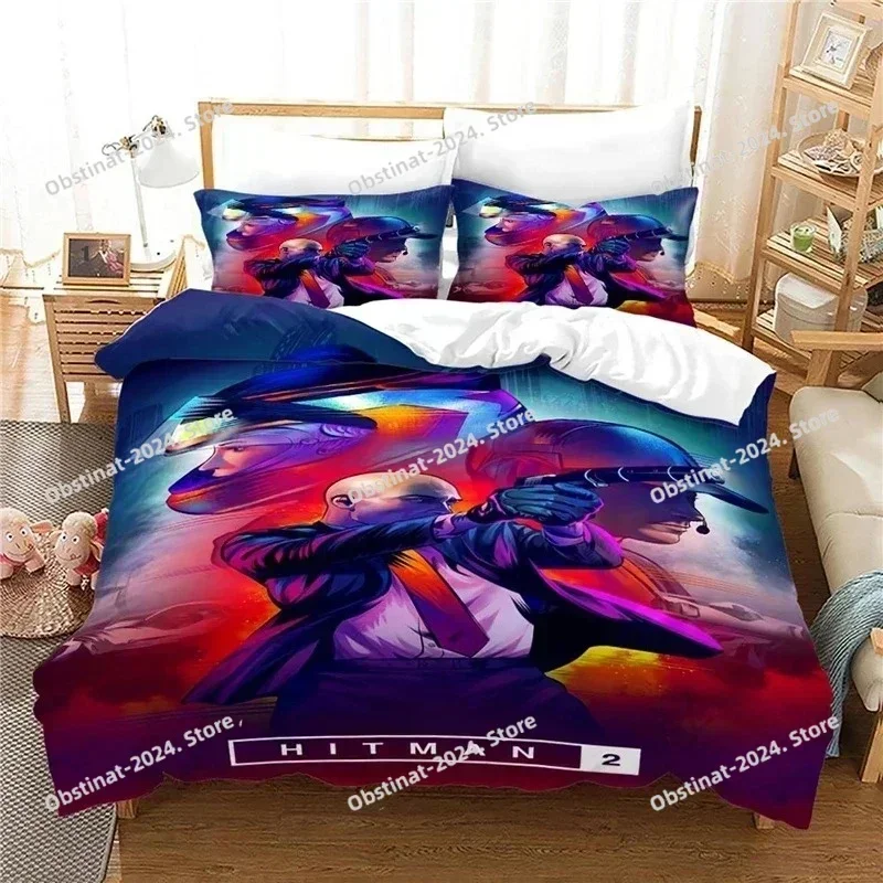 3D Game Hitman Killer Bedding Set Printed single Comforter Quilt Bed Cover Duvet Cover Pillow Case 3 Pieces Sets Kids Adult Size
