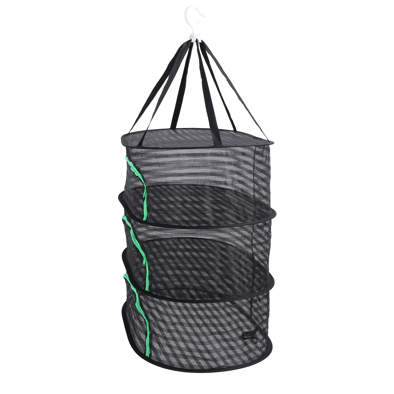 رف تجفيف معلق من البوليستر المسامي وقابل للطي متعدد الطبقات متعدد الاستخدامات مع سحاب لبتلات فواكه الخضروات والأسماك