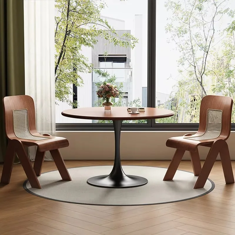 Apartment Wholesale Small Dining Table Solid Wood Negotiation Table & Chair Set Modern Simple Designer Cheap Dining Table