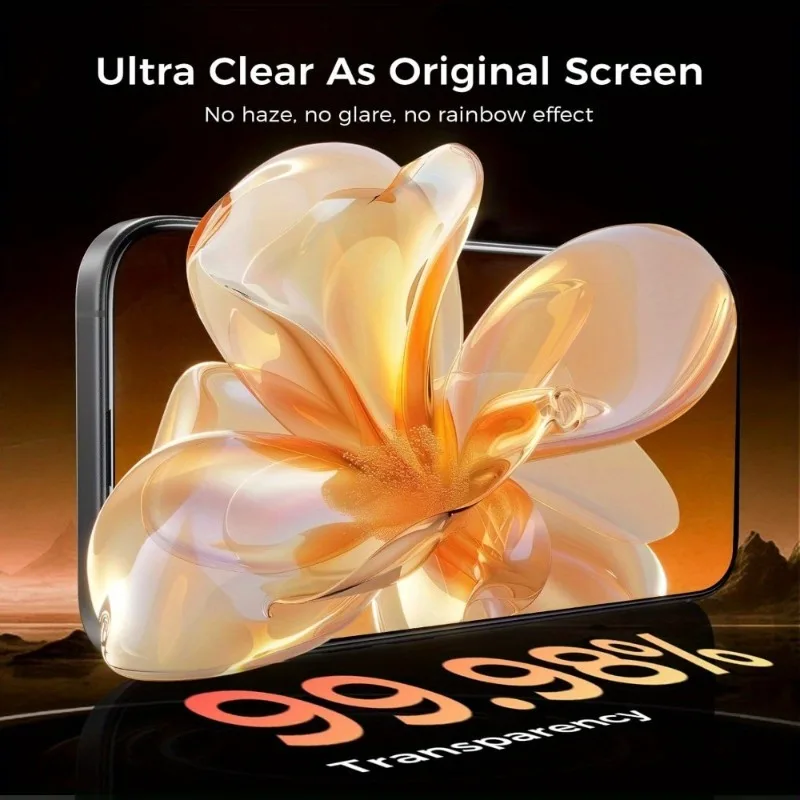5 قطعة Ultra HD 8K واقي شاشة خالي من الغبار لهاتف iPhone 17 16 15 14 13 12 11 Pro Max 16e Plus 17 صندوق تثبيت سهل من الزجاج الهوائي